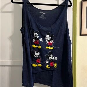 Disney Asymmetrical Blue and Black Tank Top